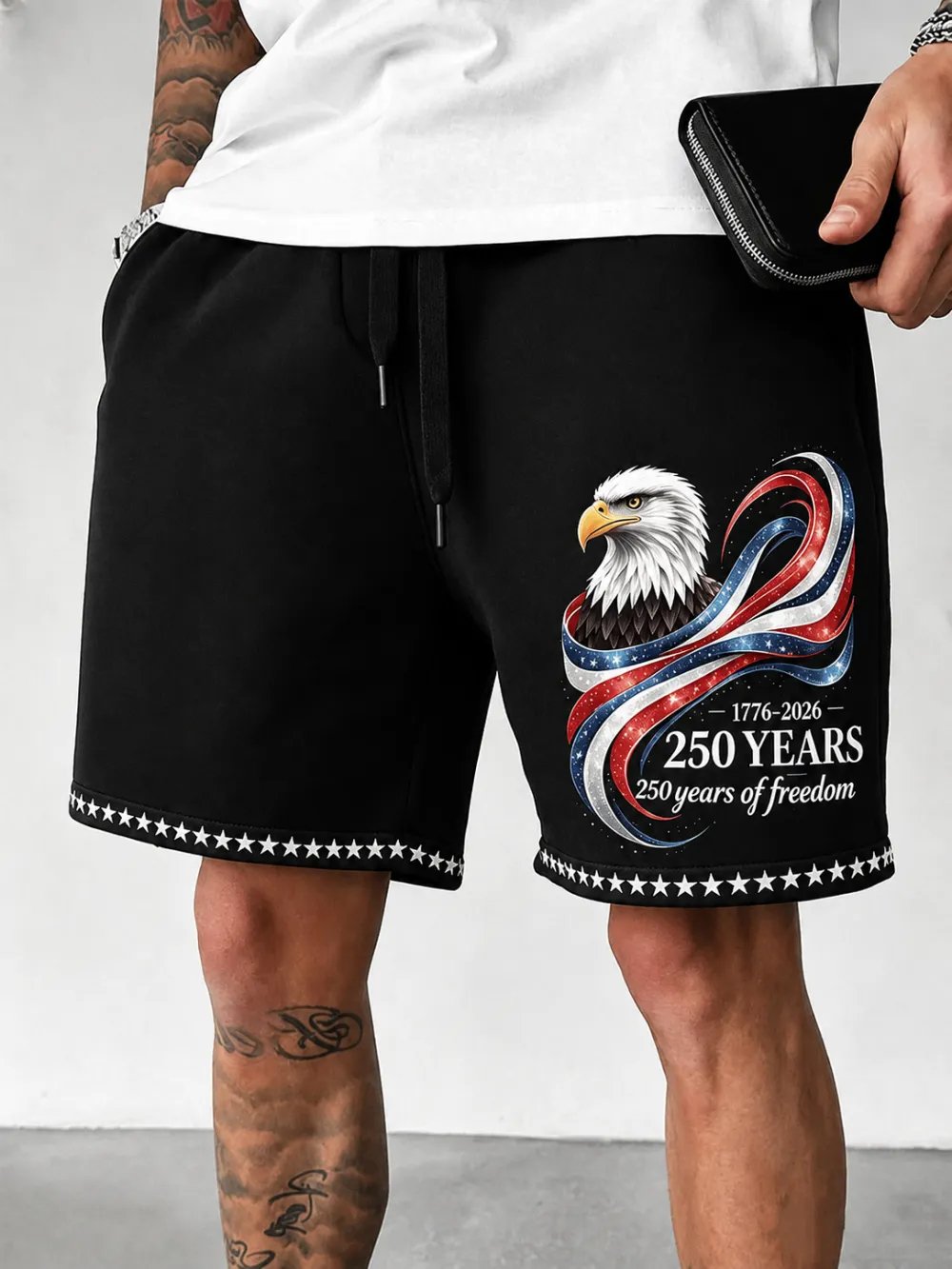Men's Casual 250th Anniversary Print Beach Shorts
