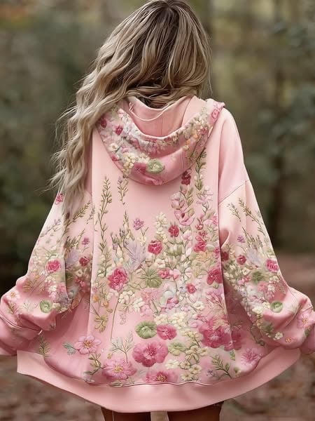Women's Autumn And Green Gradient Floral Casual Sweatshirt