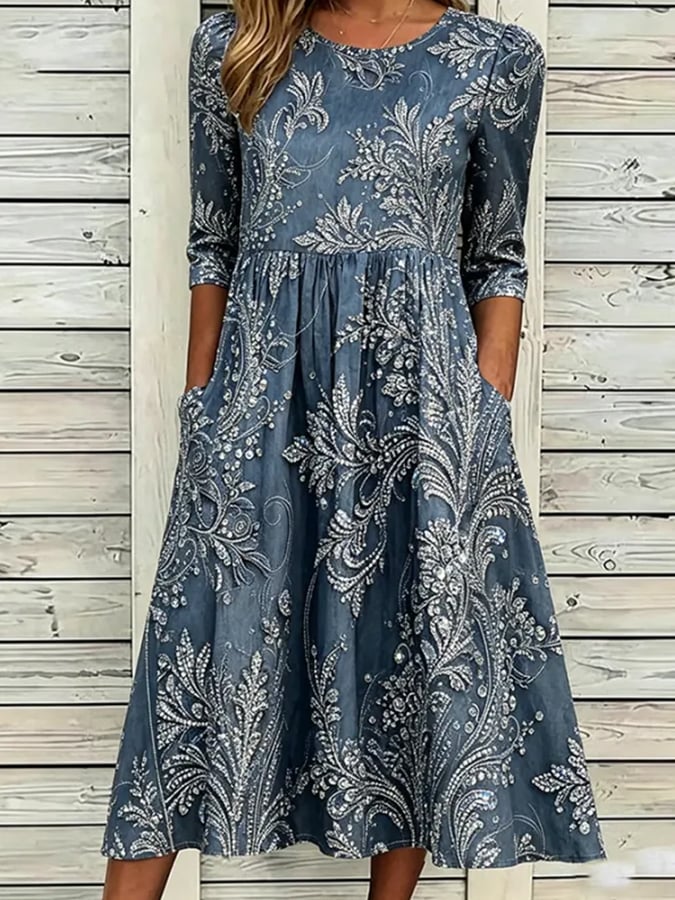 Women's Floral Cotton-Linen Print Skirt