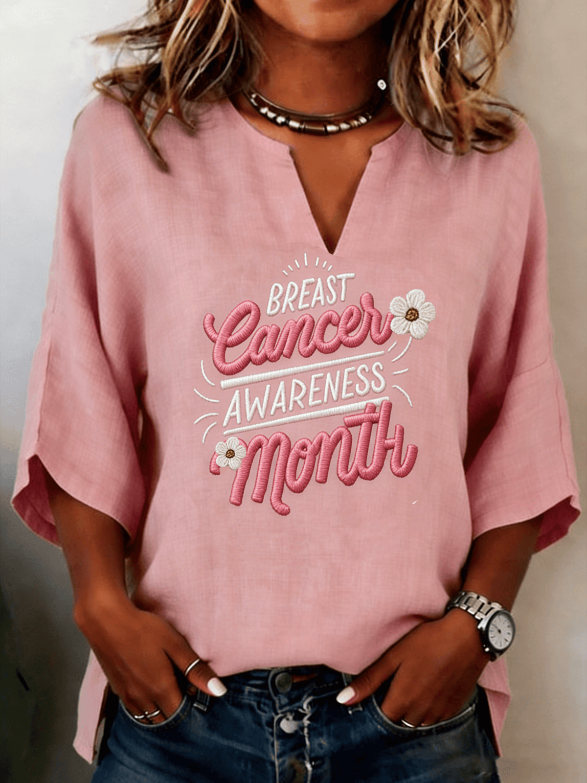 Women's Breast Cancer Awareness Print Shirt