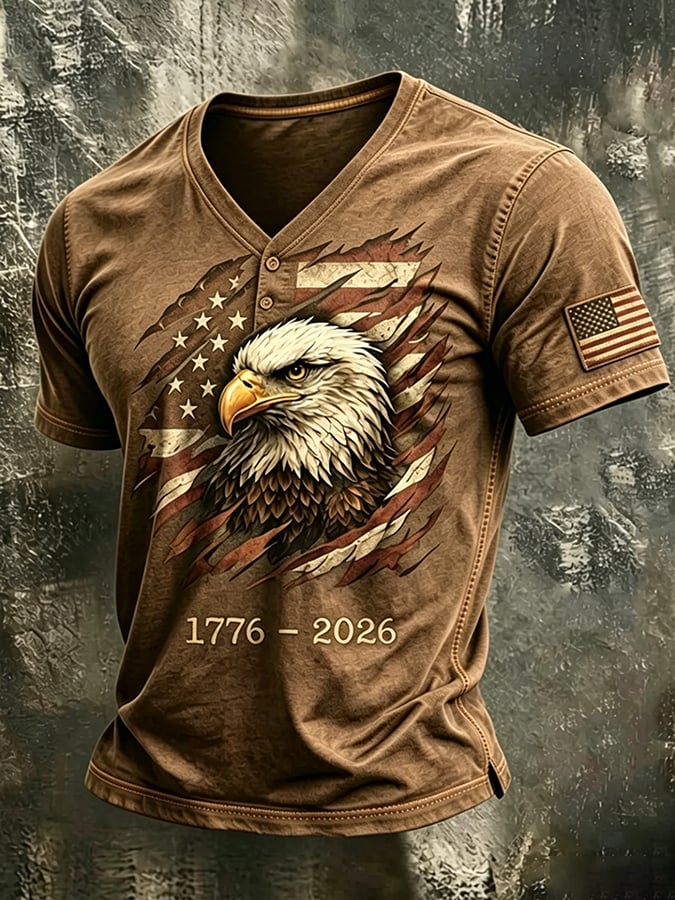 Men's 250th Independence Day Commemorative Freedom・Courage・Pride Printed Top