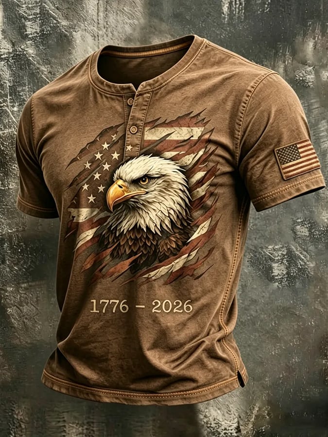 Men's 250th Independence Day Commemorative Freedom・Courage・Pride Printed Top