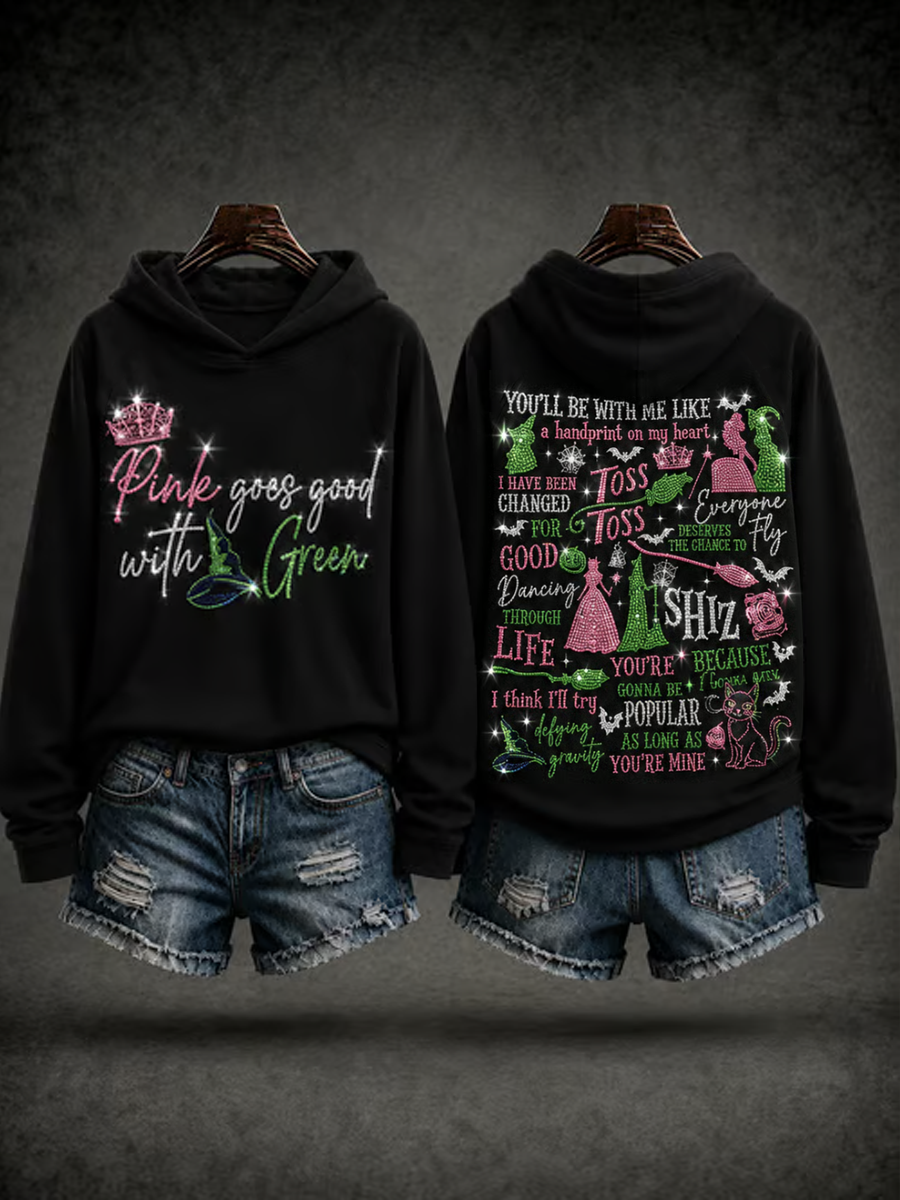 Women's Halloween witch print Regular Sweatshirt