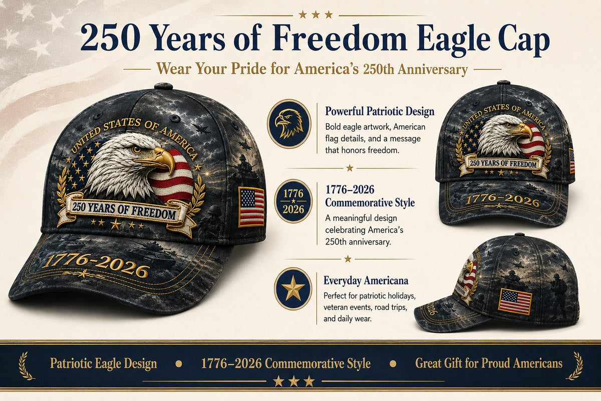 ✨250 Years of Freedom Eagle Cap | Embroidered Patriotic Vintage Baseball Hat – 1776–2026 American Tribute Edition