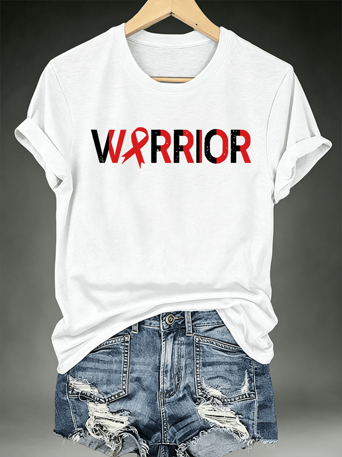 Women's T-shirts with designs promoting awareness of blood cancers