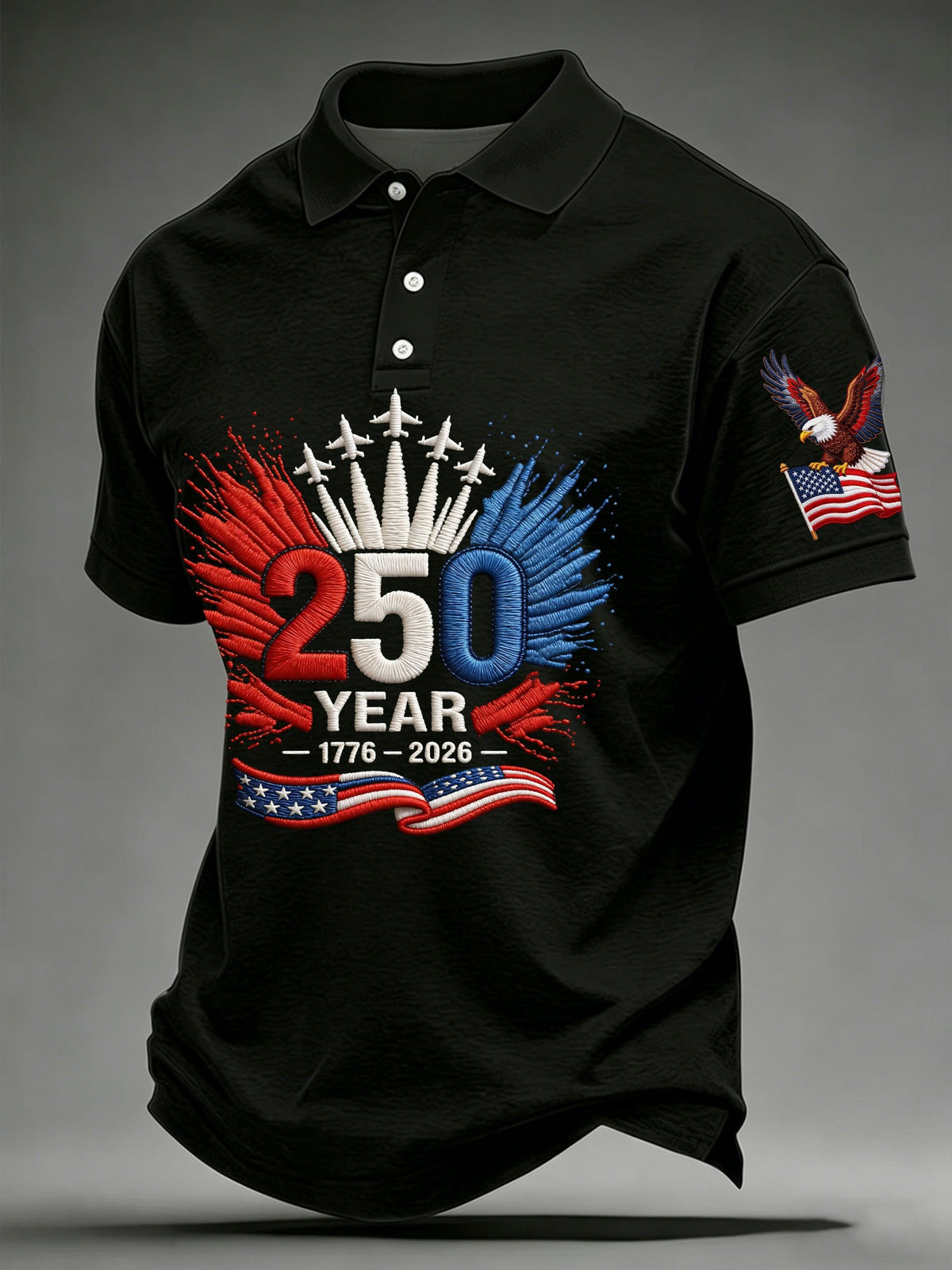 Men's Retro 250th Anniversary Print Golf Polo Shirt